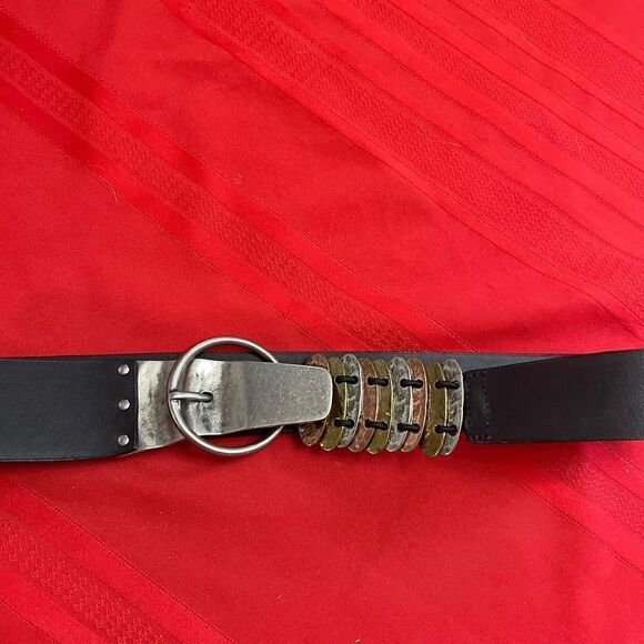 Chico’s Black Leather Artsy Belt Size M/L
